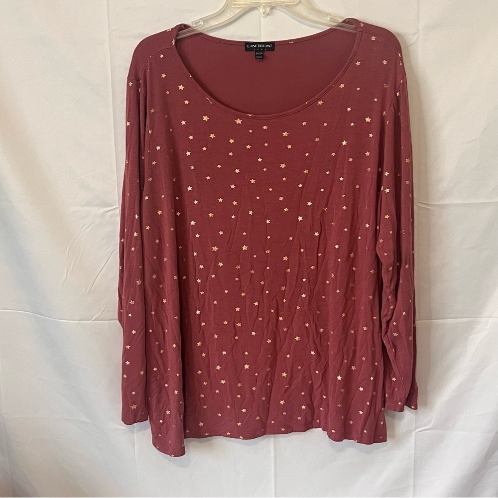 LANE BYRANT, Round Neck, Long Sleeve, Lightwieht, Star Grapic, Shirt. Size 18/20